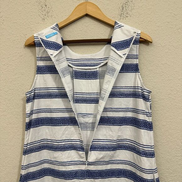 J. MCLAUGHLIN Tracy Mini Dress Striped Blue Sleeveless Shift Cotton - Picture 7 of 11